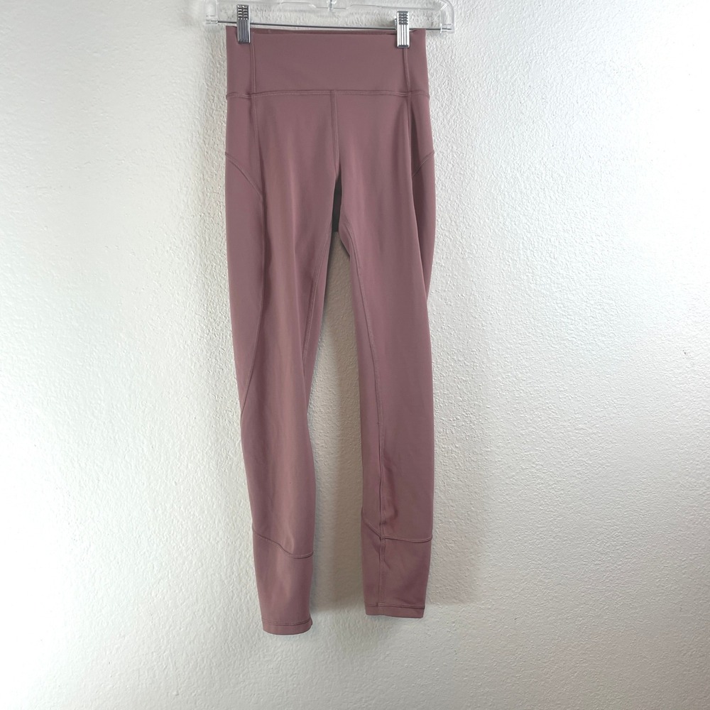Lululemon In Movement Mauve Pink Leggings Size 4 Workout Pants Gym Exercise
